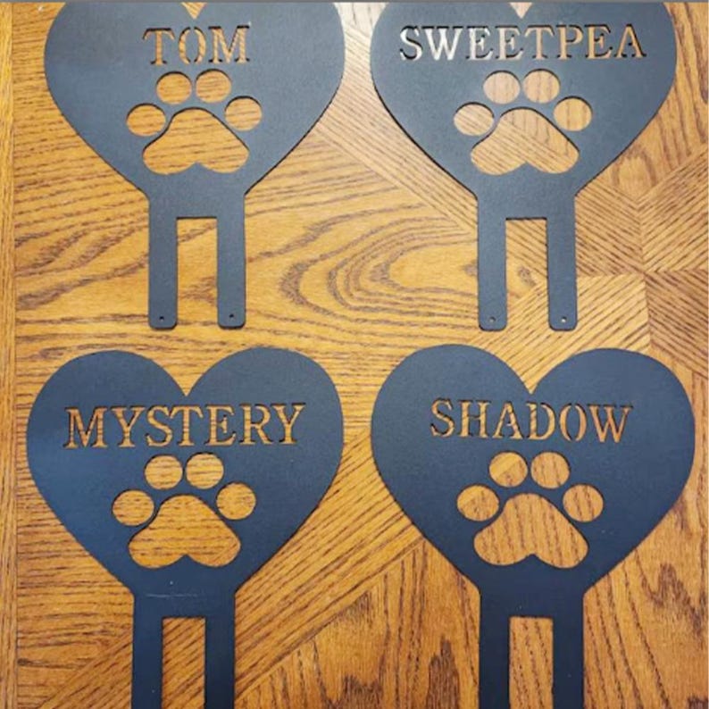 Custom Pet Memorial Plaque Personalized Gifts for Pet Loss Pet Garden Stake with Heart and Paw - Pet Grave Marker Metal Garden Stakes