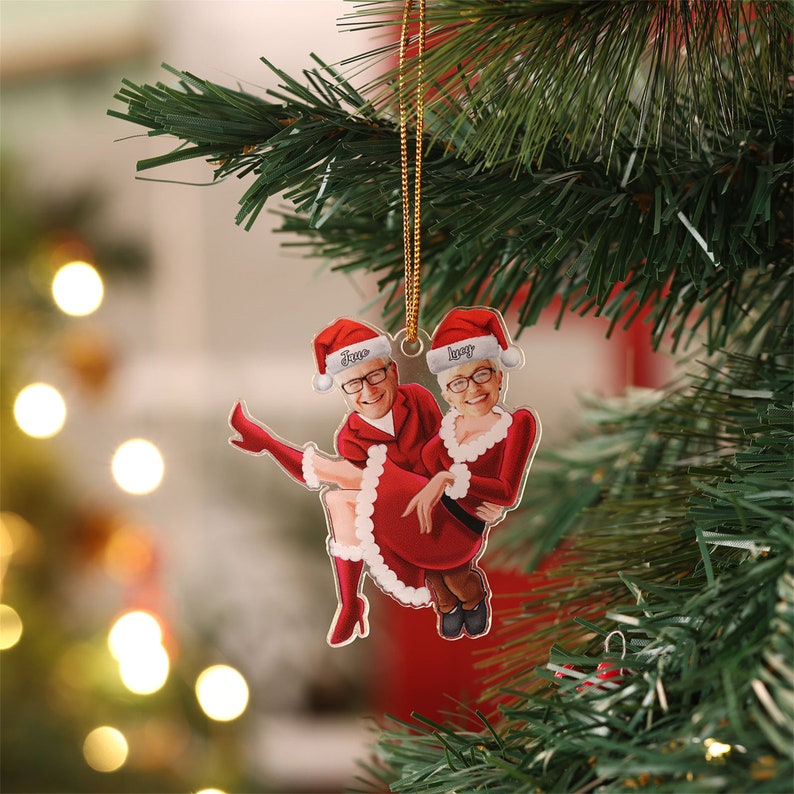 Couple Photo Christmas Ornament Funny Face Picture Acrylic Ornament Custom Photo Ornament Christmas Gift for Lovers Gift for Mrs & Mrs