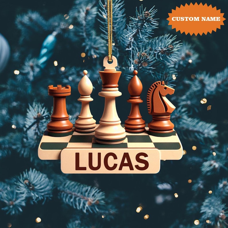 Personalized Personalized Chess Christmas Ornament, Christmas Gift For Chess Lover, Chess Christmas Ornament, Chess Ornament Gift For Him