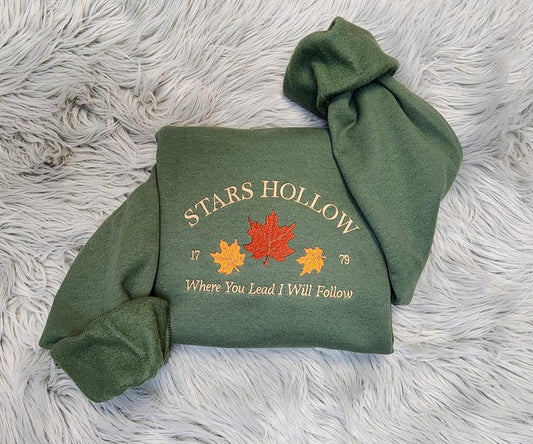 Stars Hollow Embroidered Crewneck | Where You Lead I Will Follow | Cozy Book Lover Gift | Stars Hollow Gift il_794xN.6354352263_f3pg.jpg