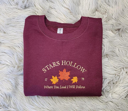 Stars Hollow Embroidered Crewneck | Where You Lead I Will Follow | Cozy Book Lover Gift | Stars Hollow Gift il_794xN.6354354715_l2pz.jpg