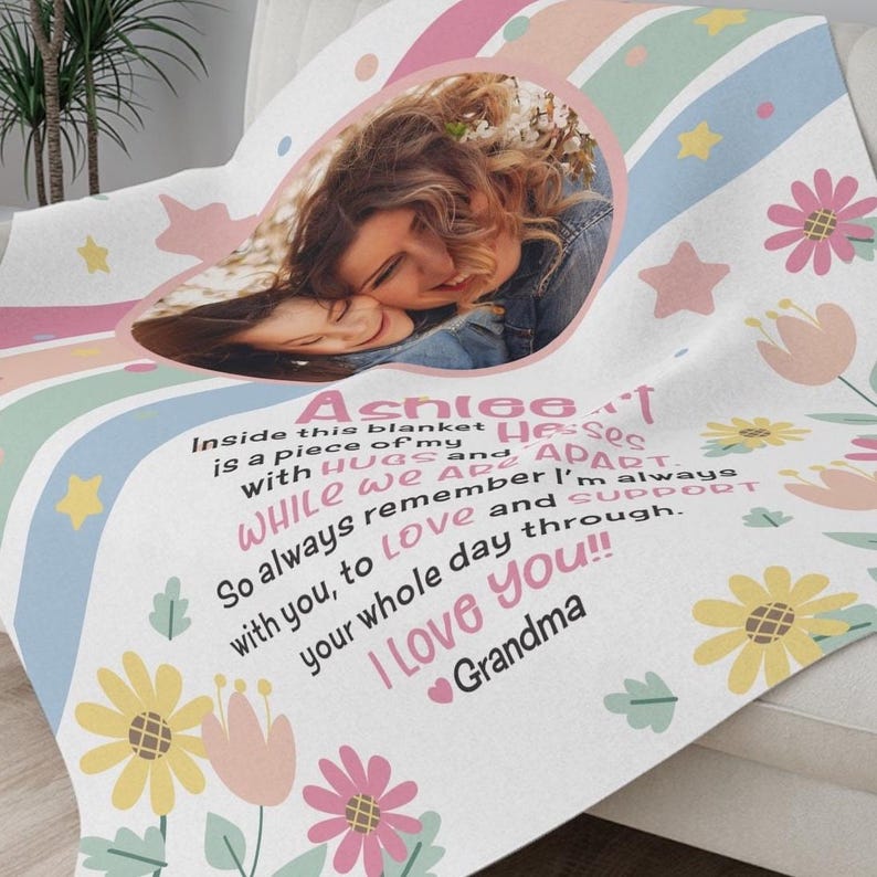 Granddaughter gifts photo blanket from grandma grandpa papa nana granddaughter personalized purple pink granddaughter blanket best photo