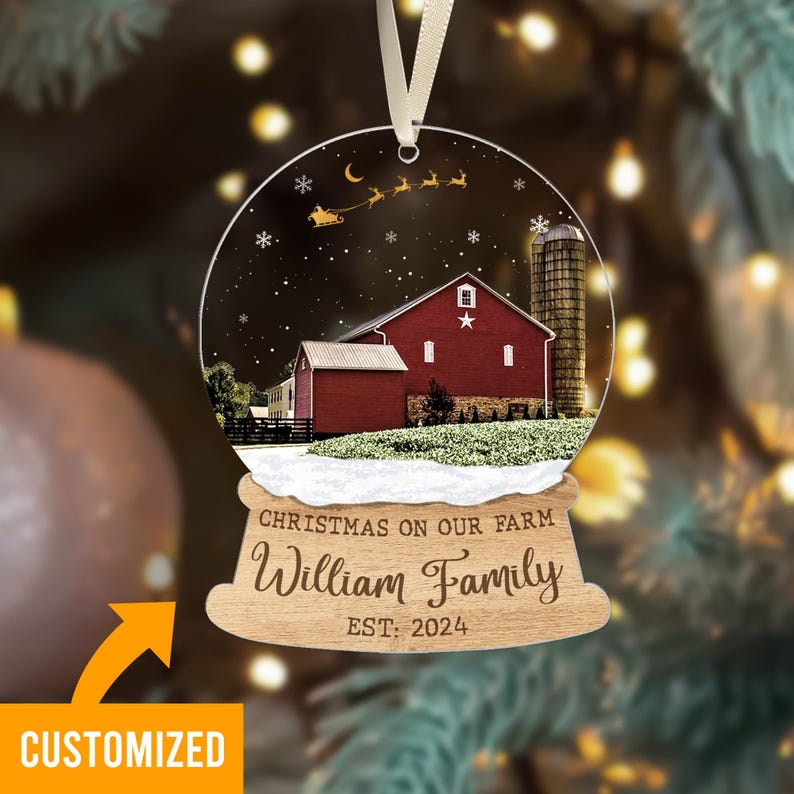 Custom Farm Christmas Ornament, First Christmas On Our Farm, Custom Farm House Ornament, Red barn Christmas Ornament, Red barn ornament 2024