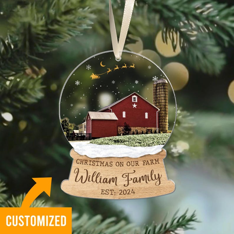 Custom Farm Christmas Ornament, First Christmas On Our Farm, Custom Farm House Ornament, Red barn Christmas Ornament, Red barn ornament 2024