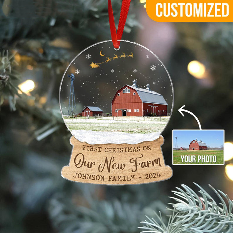 Custom Farm Christmas Ornament, First Christmas On Our Farm, Custom Farm House Ornament, Red barn Christmas Ornament, Red barn ornament 2024