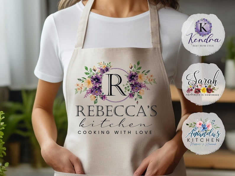 Personalized Apron for Women Gifts, Custom Family Apron Cooking Gift for Mothers Gifts, Customized Aprons for Kitchen Gifts for Mom Gifts