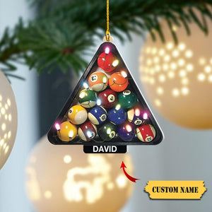 Billiards Christmas Lights Ornament 2D Acrylic Ornament Billiard Player Gift , Custom Name Ornament, Gift for Billiards Player