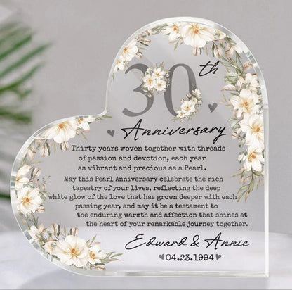 Personalized 30th Wedding Anniversary Gift Acrylic Plaque, 30th Wedding Gift For Parents, Anniversary Gift, Husband Gift, Wedding Keepsake