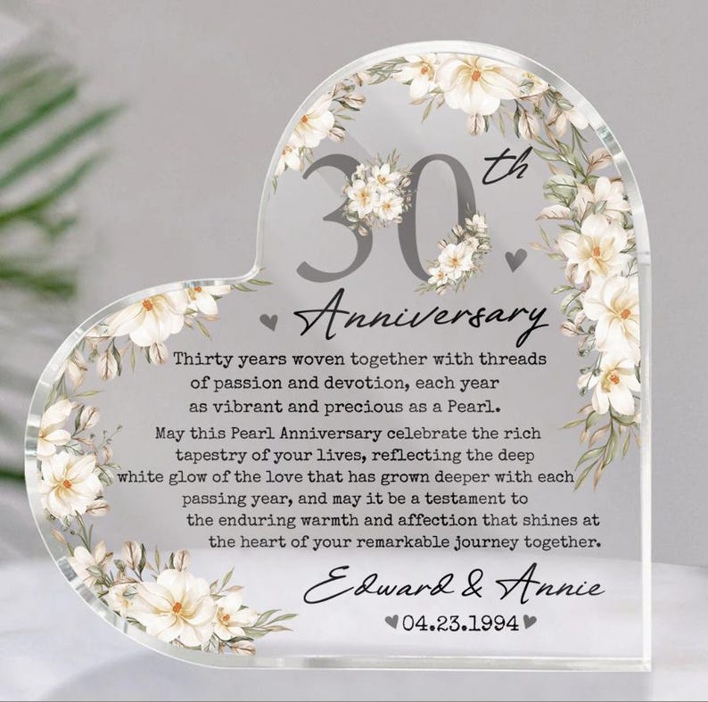 Personalized 30th Wedding Anniversary Gift Acrylic Plaque, 30th Wedding Gift For Parents, Anniversary Gift, Husband Gift, Wedding Keepsake