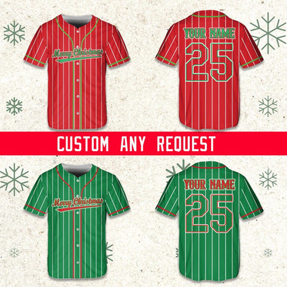 Personalized Name Christmas Baseball Jersey, Custom Merry Christmas Family Group Matching Jersey, Holiday Christmas Gift For Baseball Lovers