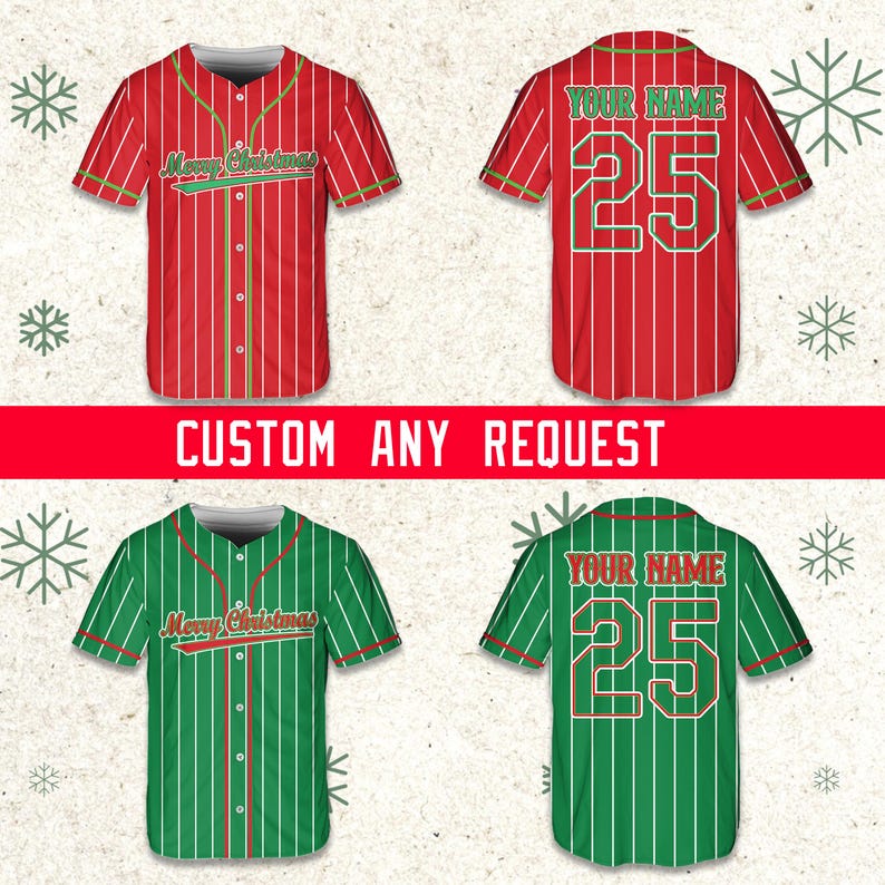 Personalized Name Christmas Baseball Jersey, Custom Merry Christmas Family Group Matching Jersey, Holiday Christmas Gift For Baseball Lovers