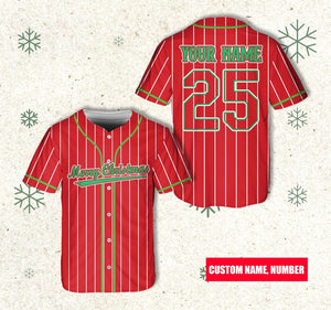 Personalized Name Christmas Baseball Jersey, Custom Merry Christmas Family Group Matching Jersey, Holiday Christmas Gift For Baseball Lovers