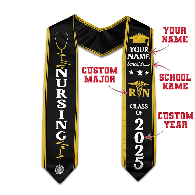 Customized Nursing Stole, Nursing Graduation Stole, RN Stole Nursing Stole Graduation 2025, Nursing Graduation, Nursing Stole Graduate 2025
