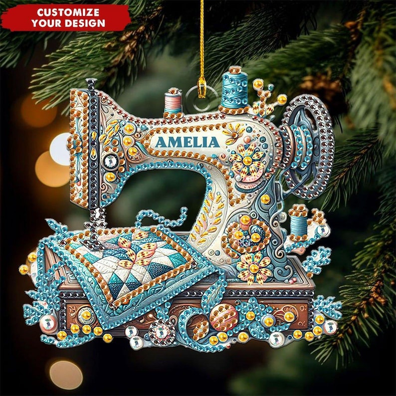 Personalized Sewing Machine Christmas Ornament, Sewing Ornament, Christmas Gift For Sewing Lover, Xmas Tree Decor, Gift For Mom