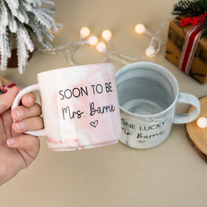 Personalised Engagement Gift, His & Hers Printed Mugs, Soon to be Mrs, One Lucky Mr, Marble Mugs, Bride To Be Mug