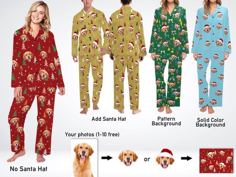 Custom Face Family Christmas Pajamas: Personalized Pet Photo Matching Pajama Set