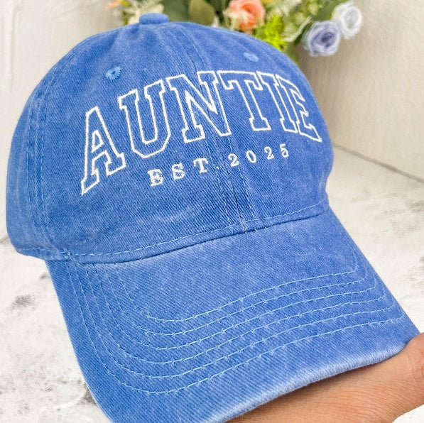 Personalized Embroidered Auntie Hat | Custom Unisex Baseball Cap | Perfect Gift for New Aunts | Birthday / Mothers Day Gift