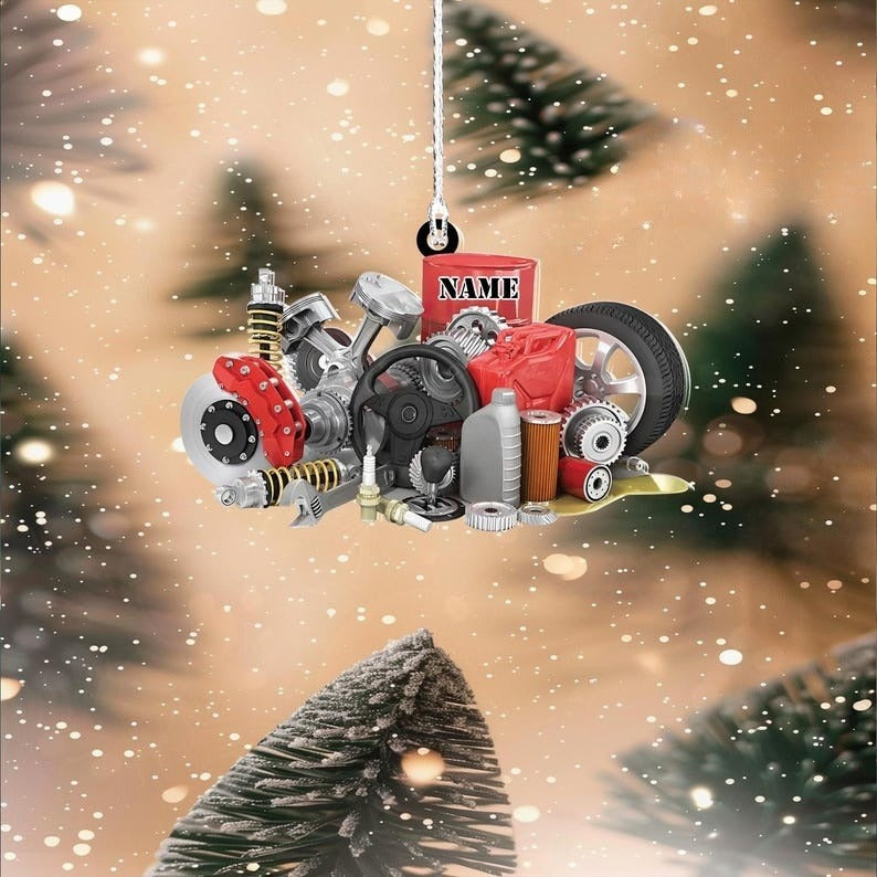 Custom Mechanic shaped acrylic christmas Ornament 2D, Car Mechanic Keepsake, Dad Mechanic Ornaments, Gift For Dad.