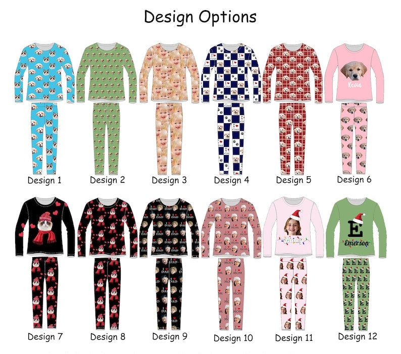 Custom Face Pajamas Set for Kids, Personalized Face Pajama Top Pants, PJ Set for Boys Girls, Photo Pajama Pants, Gift for Son Daughter Child