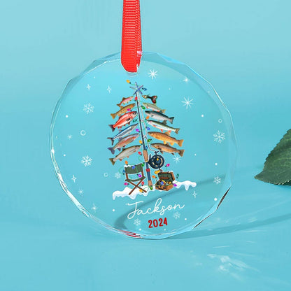 Personalized Fishing Christmas Ornament, Fishing Man Ornament, Christmas Gift For Fishing Lovers, Xmas Tree Decor Gift For Fishing Lovers