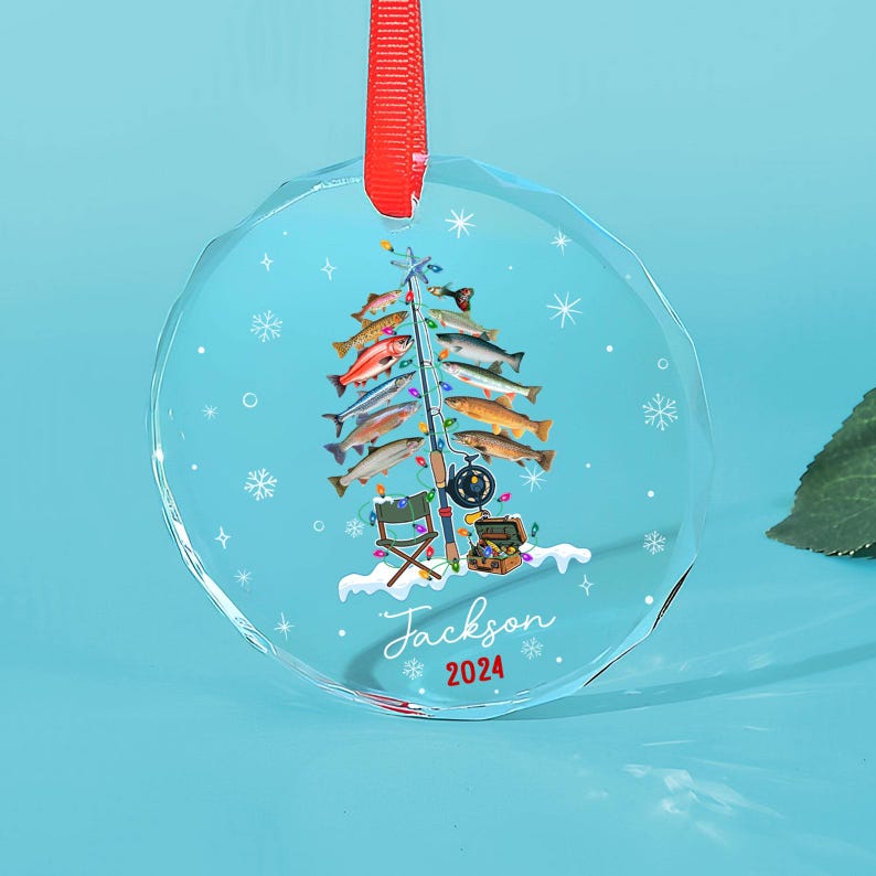Personalized Fishing Christmas Ornament, Fishing Man Ornament, Christmas Gift For Fishing Lovers, Xmas Tree Decor Gift For Fishing Lovers