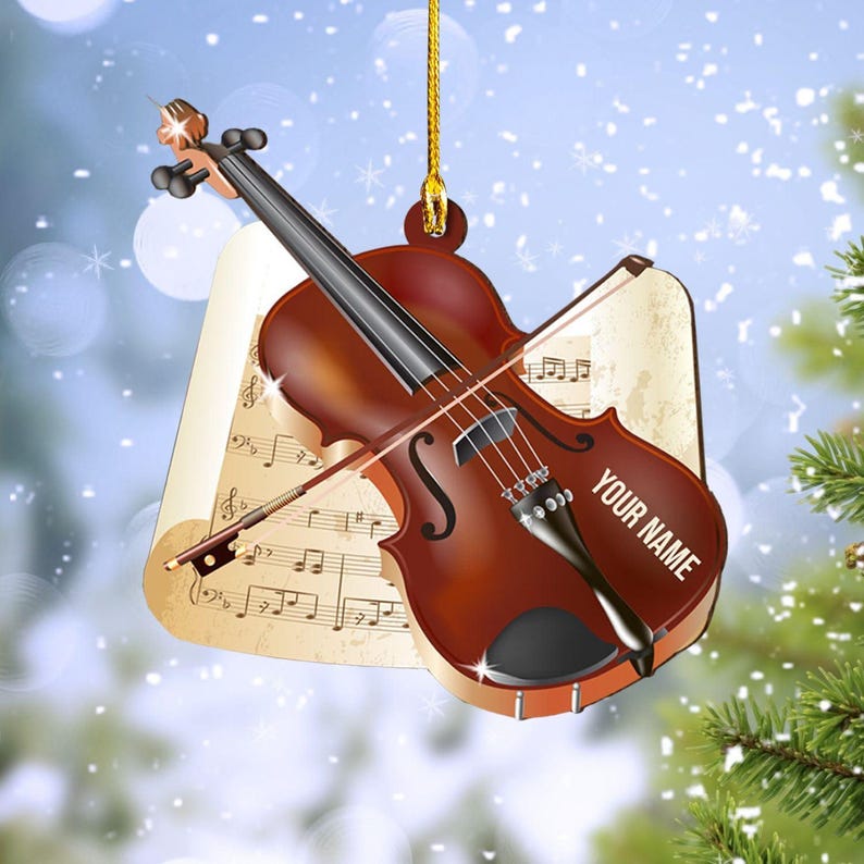 Personalized Musical Instruments Ornament, Violin Ornament Custom Names Violin Ornaments for Christmas,Violin Gift,Violin Christmas Ornament