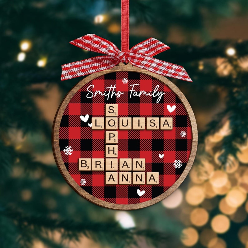 Custom Scrabble Christmas Ornament: Family Name Crossword Puzzle