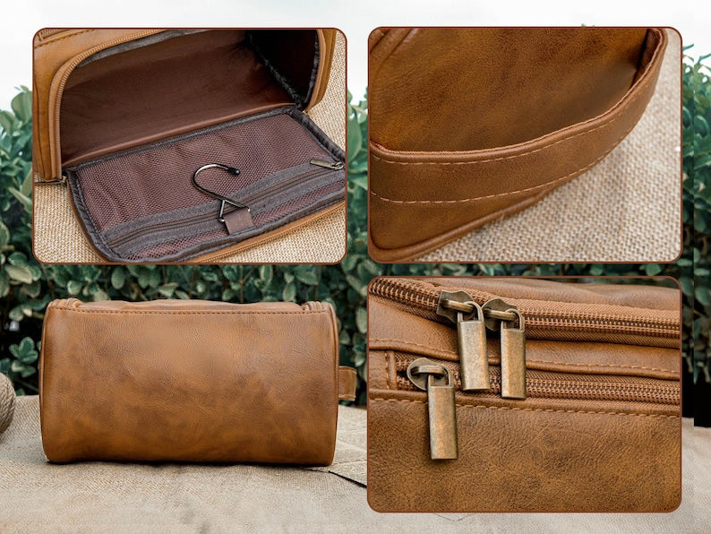 Custom Men's Toiletry Bag, Leather Dopp Kit, Groomsmen Gifts, Anniversary Gift for Him, Travel Toiletry Bag, Men's Leather Accessory
