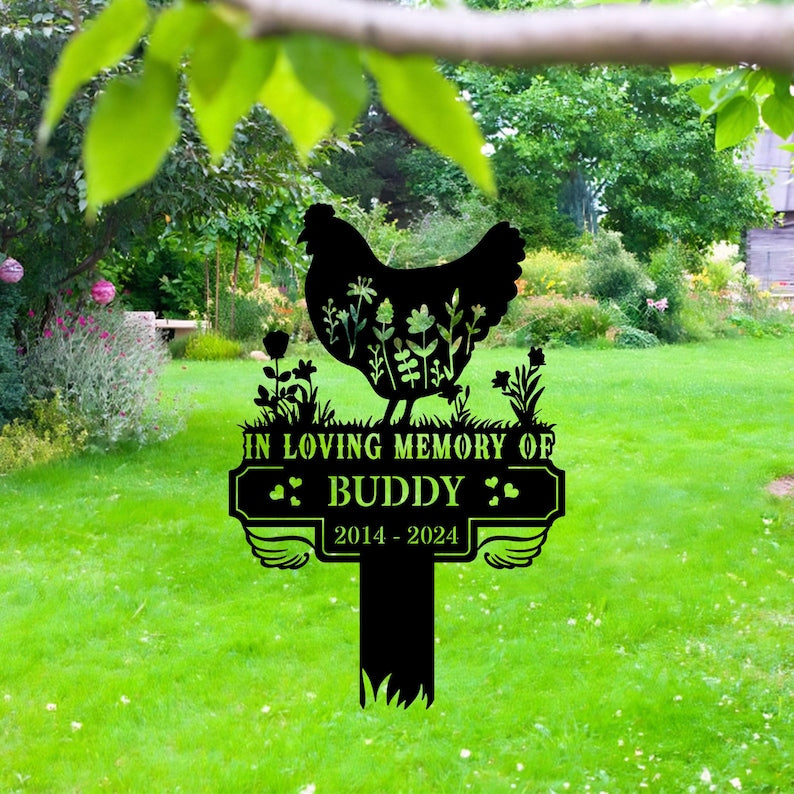 Chicken Memorial Stake Sign Personalized,Pet Grave Markers Sign,Chicken Sign With Stake Outdoor Decor,Pet Loss Gift,Sympathy Sign,Farm Decor