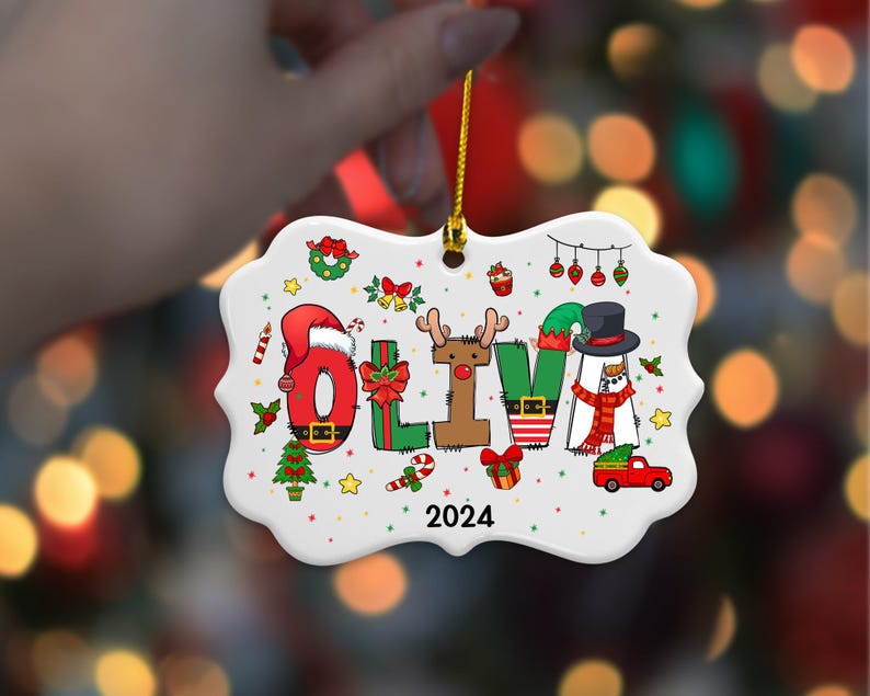 Custom Name Ornament for Kids, Personalized Christmas Ornament 2024, Christmas Gift for Kids, Christmas Ornament Tree Decor, Kids Ornament
