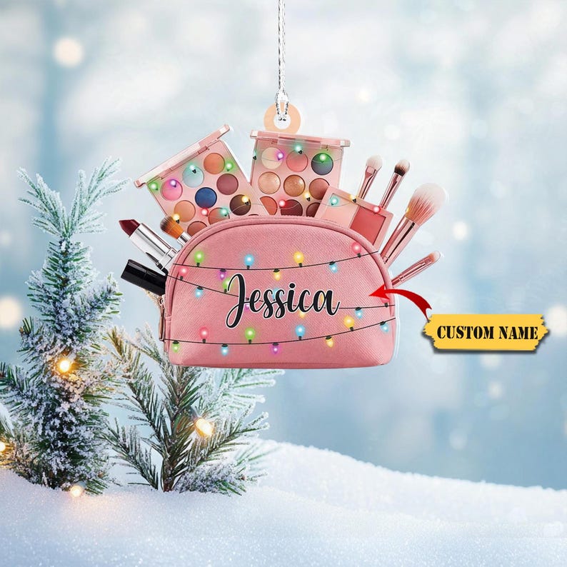 Personalized Makeup Ornaments 2D Christmas Tree Beauty Ornament Gifts Makeup Artist ,Make Up Ornament For Girls, Makeup Gift For friend