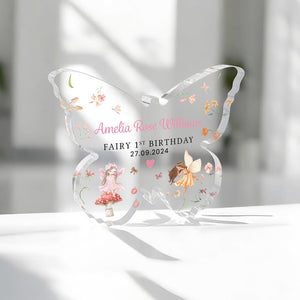 Personalised Fairy 1st Birthday Gift, Butterfly Plaque, Fairy Gifts, Happy First Birthday Gifts for Baby Girl, Princess Birthday Gifts