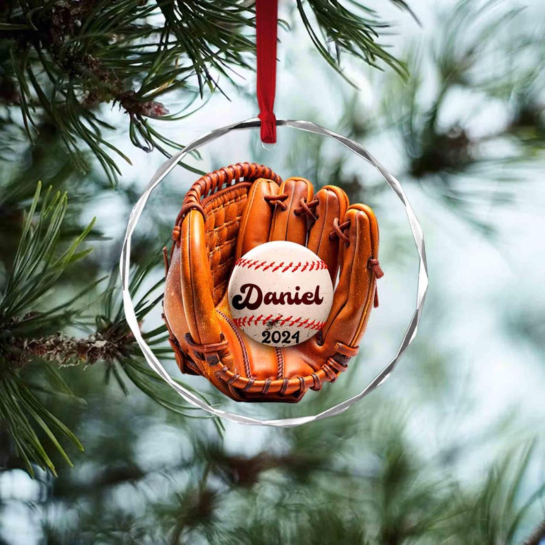Personalize Baseball Ornament, Custom Christmas Baseball Ornament, Baseball Christmas Tree Ornament, Baseball Team Gift, 2024 Ornament Gift