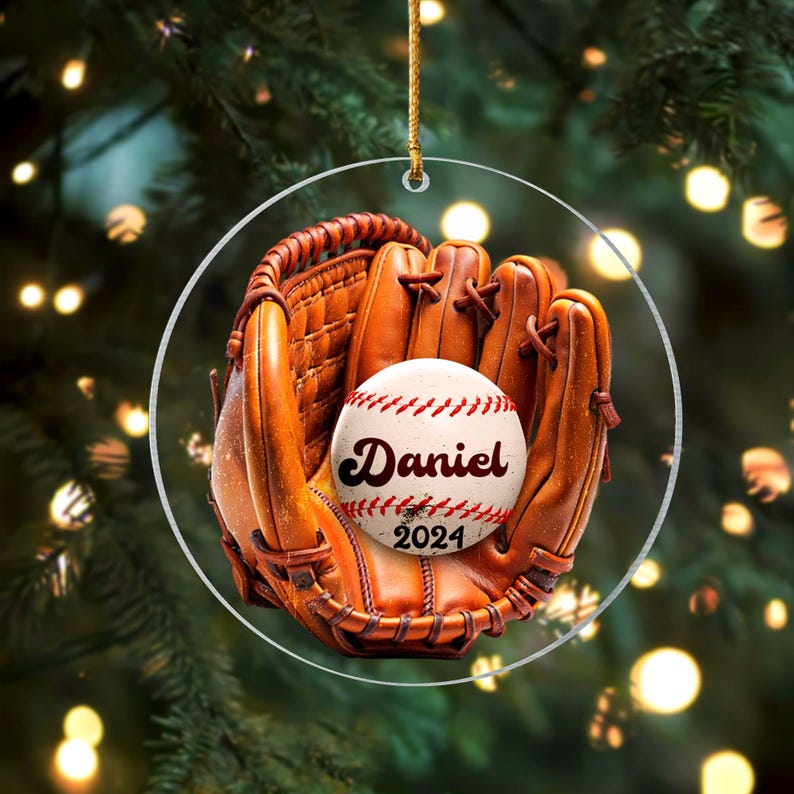 Personalize Baseball Ornament, Custom Christmas Baseball Ornament, Baseball Christmas Tree Ornament, Baseball Team Gift, 2024 Ornament Gift