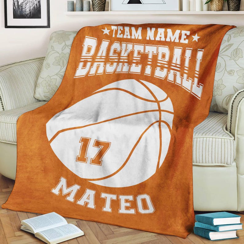 Personalized Basketball Blanket, Basketball Gift For Team, Custom Name Blanket, Sports Blanket, Basketball Lovers Gift, Basketball Team Gift