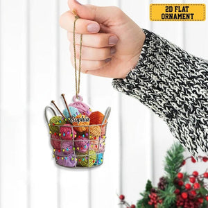 Personalized Knitting Yarns Box Ornament, Christmas Knitting Accessories, Knitting Christmas Tree Ornament, Knitting Lover Gift Xmas 2024