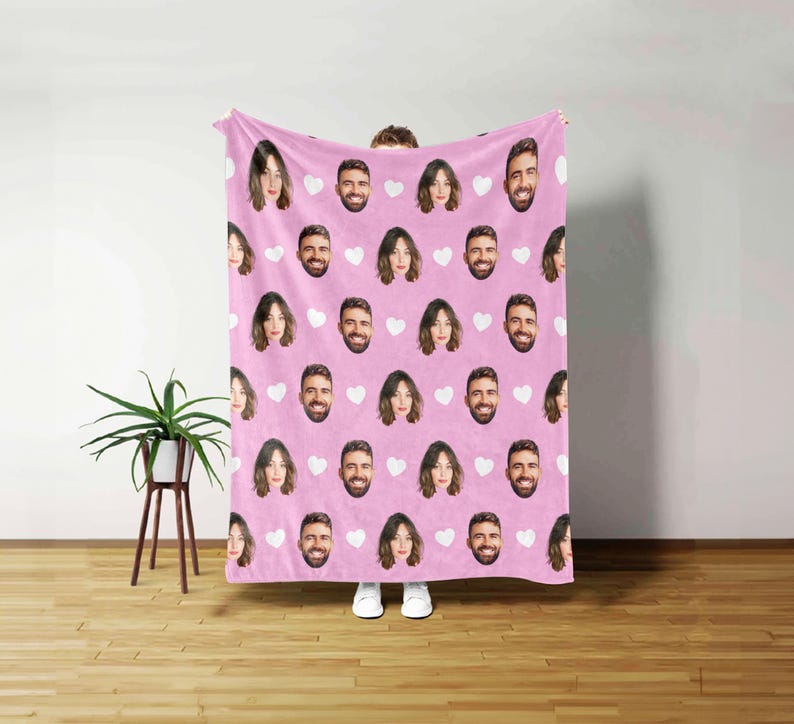 Personalized Face Blanket, Custom Baby Blanket, Couple Custom Blanket, Blanket With Custom Dog Face, Christmas Gift, Valentine's Day Present