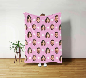 Personalized Face Blanket, Custom Baby Blanket, Couple Custom Blanket, Blanket With Custom Dog Face, Christmas Gift, Valentine's Day Present
