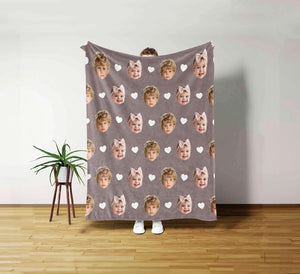 Personalized Face Blanket, Custom Baby Blanket, Couple Custom Blanket, Blanket With Custom Dog Face, Christmas Gift, Valentine's Day Present