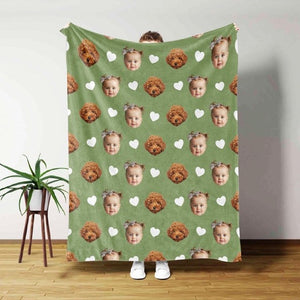 Personalized Face Blanket, Custom Baby Blanket, Couple Custom Blanket, Blanket With Custom Dog Face, Christmas Gift, Valentine's Day Present
