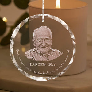 Personalized Memorial Crystal Ornament, Engraved Photo Christmas Ornament, Loss of Father Gift, Sympathy Gift, Remembrance Gift