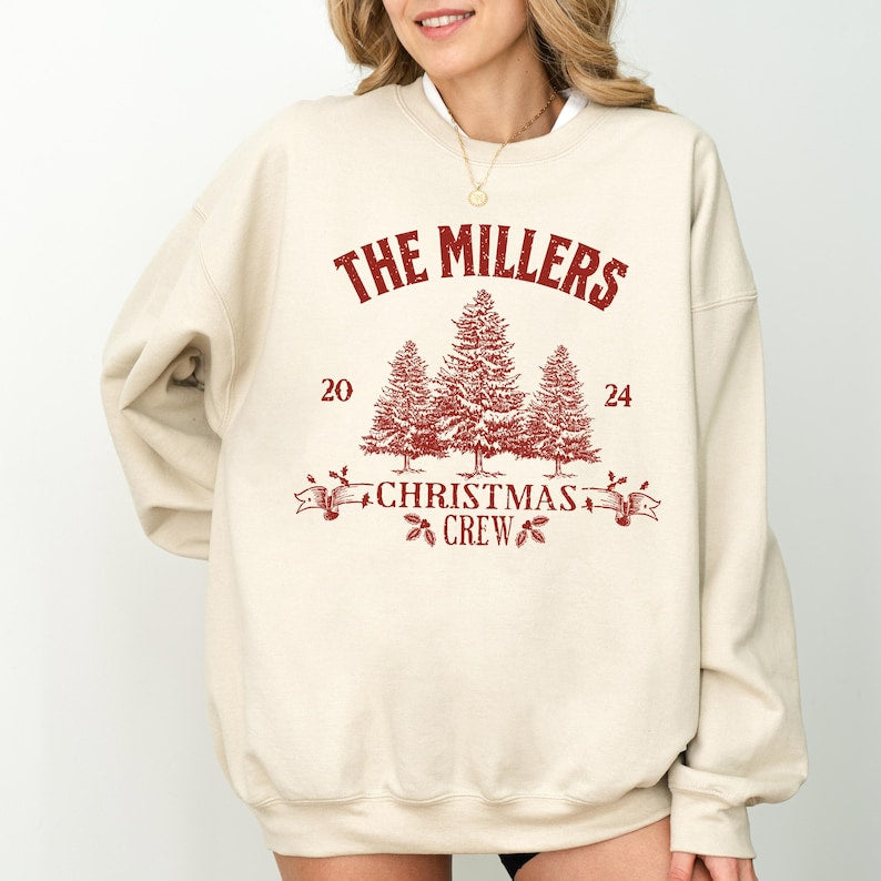 Custom Family Matching Christmas Sweatshirt Personalized Family Name Pajamas Christmas Couple Shirt Xmas Group Tee Christmas Crew Sweater