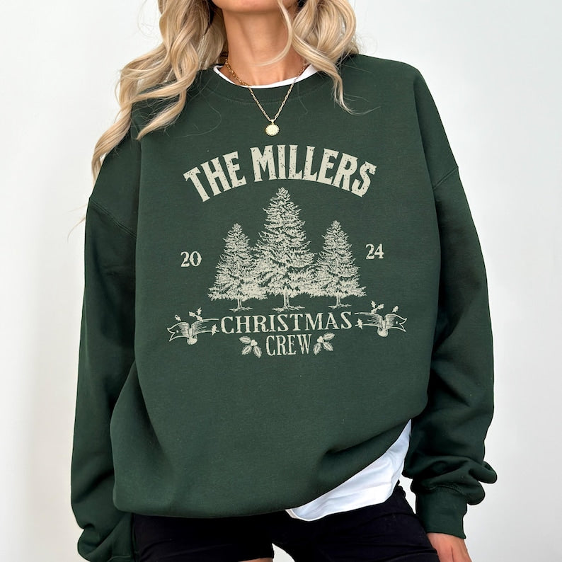 Custom Family Matching Christmas Sweatshirt Personalized Family Name Pajamas Christmas Couple Shirt Xmas Group Tee Christmas Crew Sweater