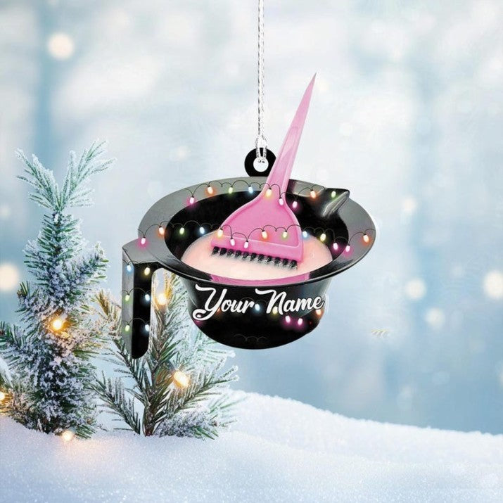 Personalized Hairstylist Christmas Ornament 2D , Hairdresser Barber Xmas Ornament 2D Printed Acrylic Shape Barber Shop Christmas Decoration