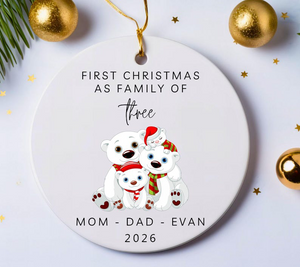 Family of Three Christmas Ornament - Family of 3 - Family Ornament - Personalized Baby's First Christmas Ornament First Christmas Ornament