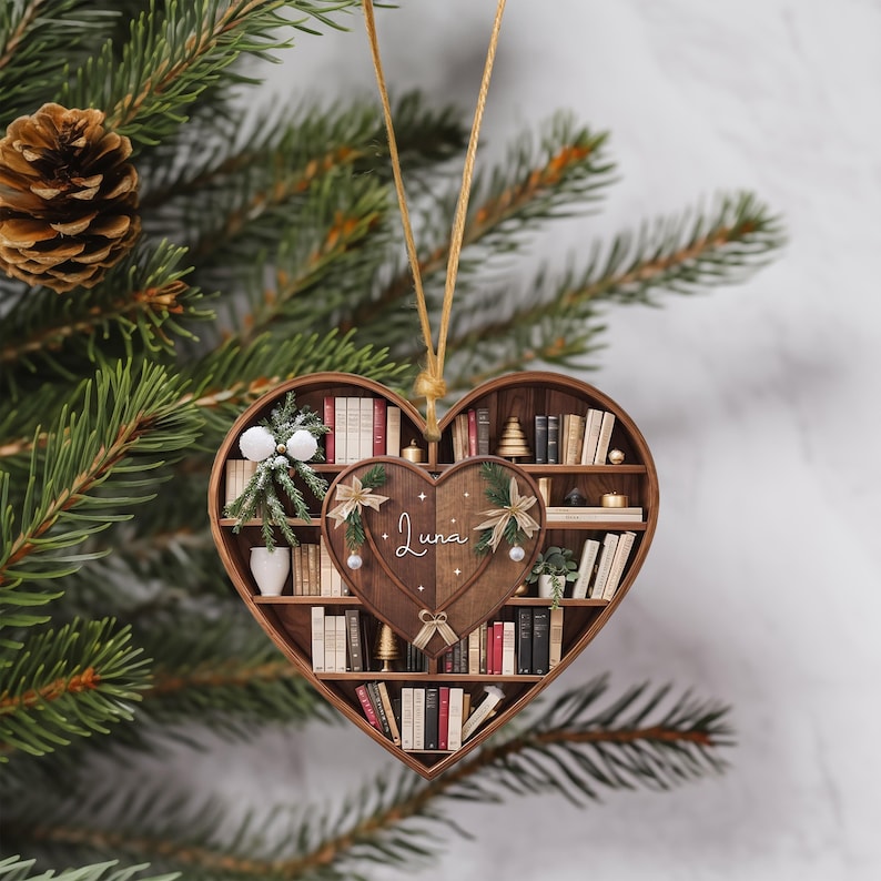 Personalized Christmaas Book Ornament, Book Lovers Gift, Lover Bookworm, Book Club Ornament, Custom Bookish Ornament