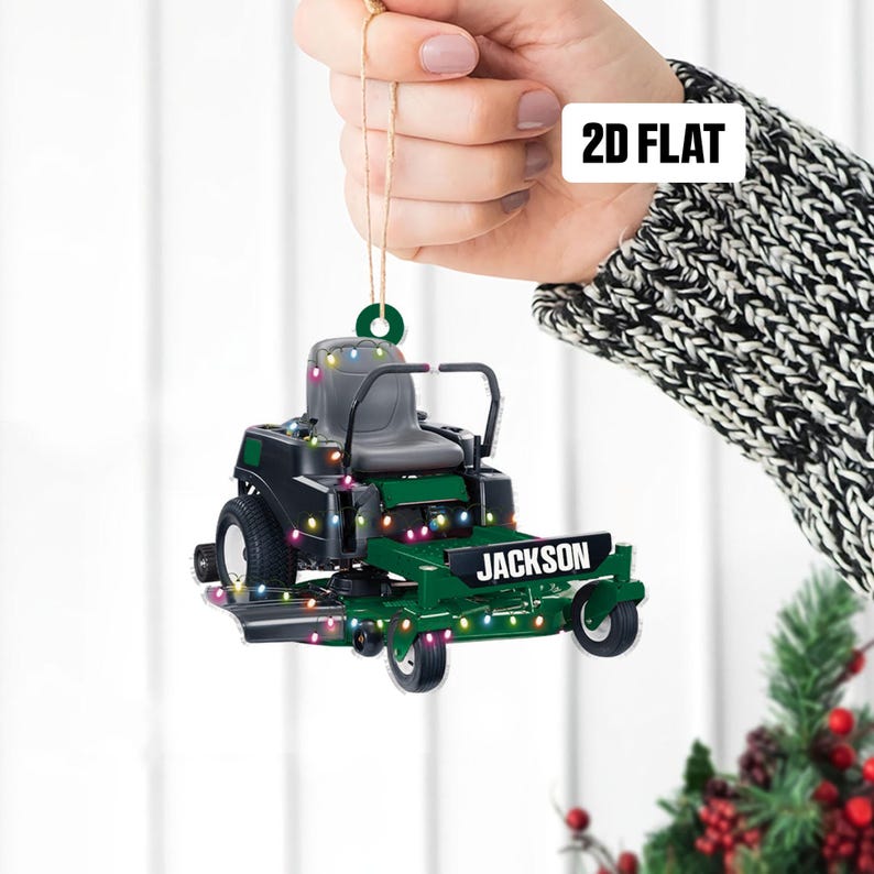 Personalized Lawn Mowers 2D Flat Ornament, Custom Riding Mowers Christmas Tree Ornament, Lawn Mowers Christmas Home Decor, Lawn Mowers Xmas