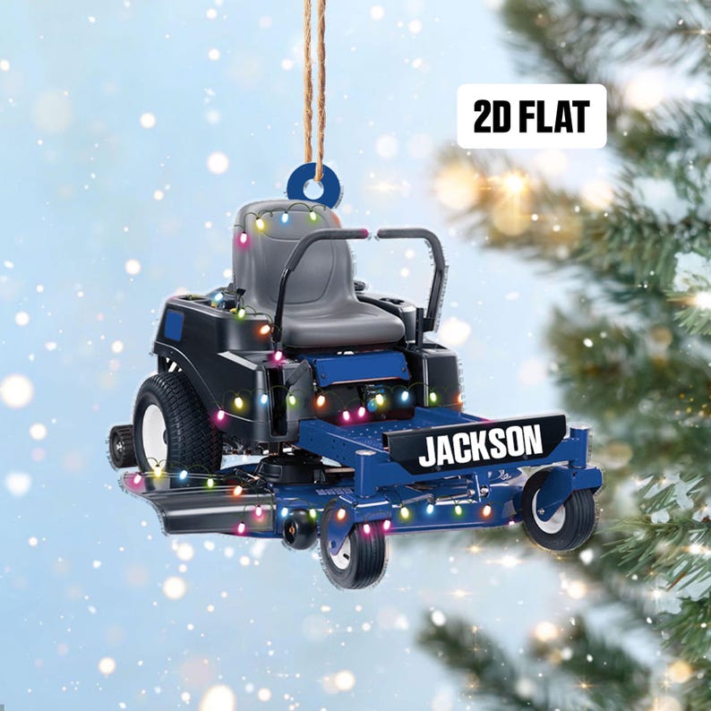 Personalized Lawn Mowers 2D Flat Ornament, Custom Riding Mowers Christmas Tree Ornament, Lawn Mowers Christmas Home Decor, Lawn Mowers Xmas