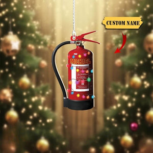 Personalized Firefighter Extinguisher Christmas Ornament 2D , Firefighter Keepsake Xmas Tree Decor 2024, Gift For Firefighter , Gift For Dad