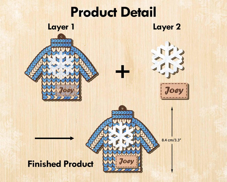 Personalized Winter Beanie Hat Custom 2 Layer Wooden Christmas Ornament, Christmas Winter Mitten, Stocking, Sweater, Baby Christmas Ornament